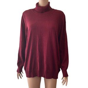 Cyrus Sweater Turtleneck Womens Burgundy Button Shoulders 1X NEW